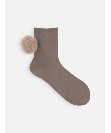 ファー梵天付きショートソックス