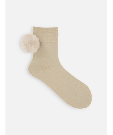 ファー梵天付きショートソックス