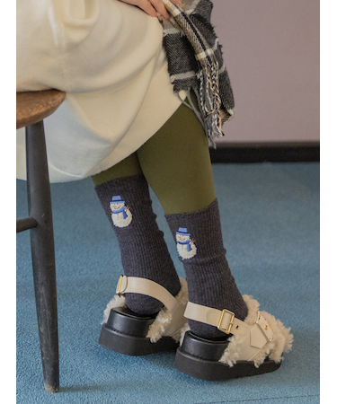 WINTER HOLIDAYワッペン刺繍ソックス