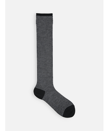 バナウォームジャカードストライプハイソックス