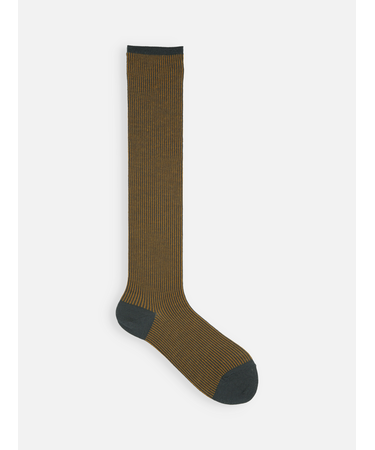 バナウォームジャカードストライプハイソックス