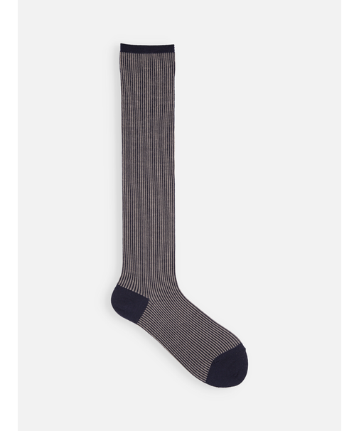 バナウォームジャカードストライプハイソックス