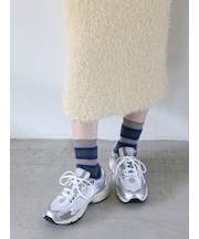 ラメリブモールボーダーショートソックス