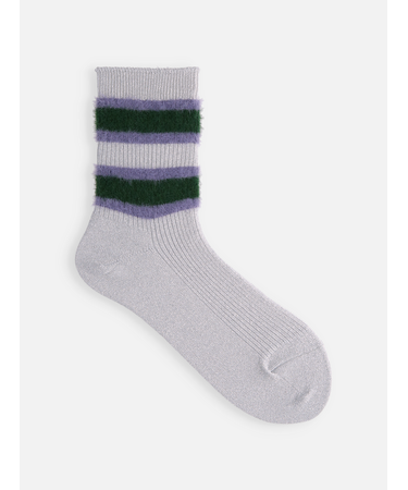 ラメリブモールボーダーショートソックス