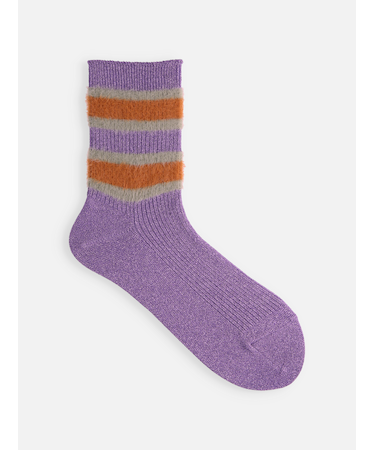 ラメリブモールボーダーショートソックス