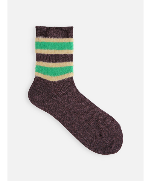 ラメリブモールボーダーショートソックス