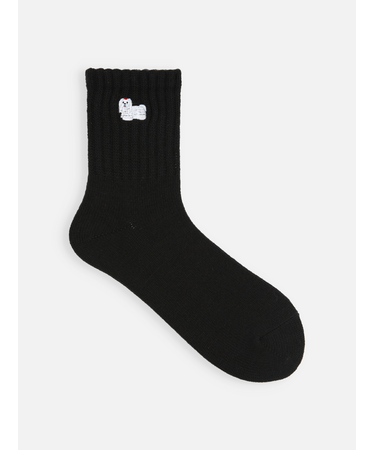 毛混アメリブ動物刺繍ショートソックス