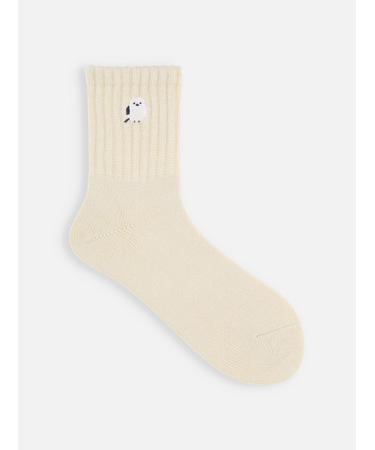 毛混アメリブ動物刺繍ショートソックス