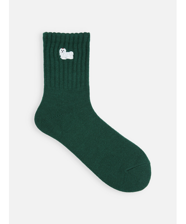 毛混アメリブ動物刺繍ショートソックス