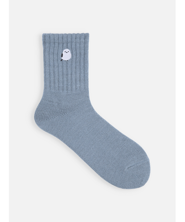 毛混アメリブ動物刺繍ショートソックス