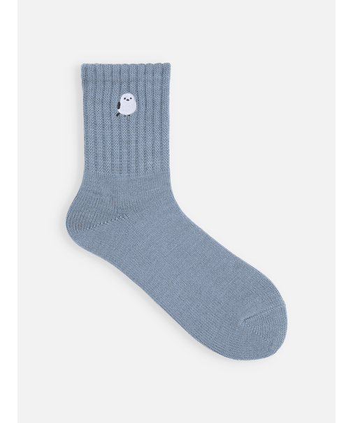 毛混アメリブ動物刺繍ショートソックス