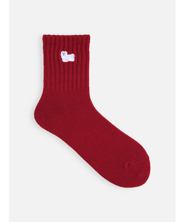 毛混アメリブ動物刺繍ショートソックス