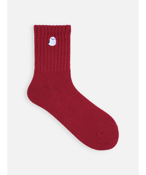 毛混アメリブ動物刺繍ショートソックス