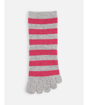 紡毛五本指ボーダーショートソックス