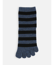 紡毛五本指ボーダーショートソックス