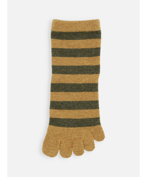 紡毛五本指ボーダーショートソックス