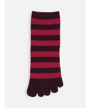 紡毛五本指ボーダーショートソックス