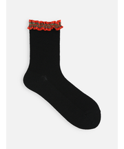 毛混 リボンフリル付ショートソックス