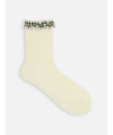 毛混 リボンフリル付ショートソックス