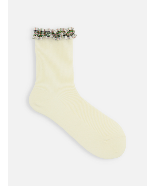 毛混 リボンフリル付ショートソックス