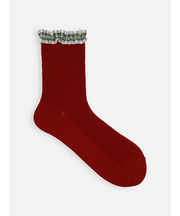 毛混 リボンフリル付ショートソックス