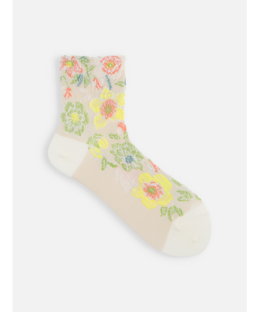 毛混クリスマスローズフロートショートソックス