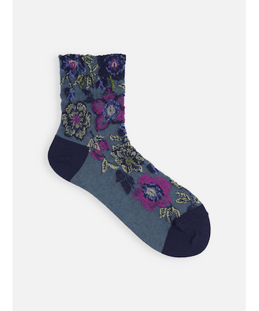 毛混クリスマスローズフロートショートソックス