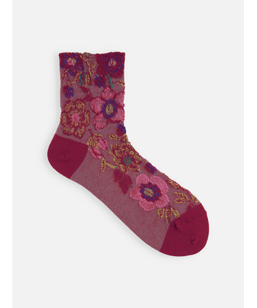 毛混クリスマスローズフロートショートソックス