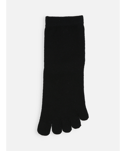 紡毛五本指無地ショートソックス