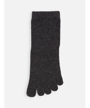 紡毛五本指無地ショートソックス