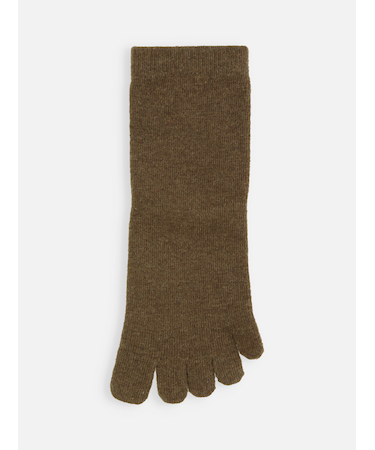 紡毛五本指無地ショートソックス