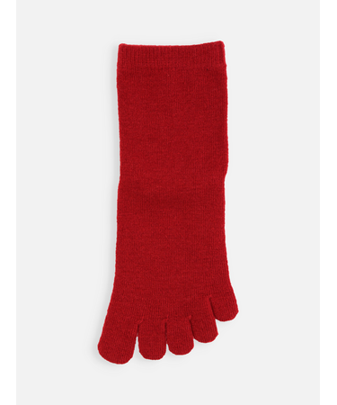 紡毛五本指無地ショートソックス