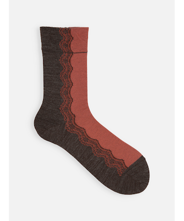 バイカラーレースソックス