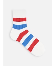 【Tabio MEN】リブビビッドボーダーショート丈ソックス