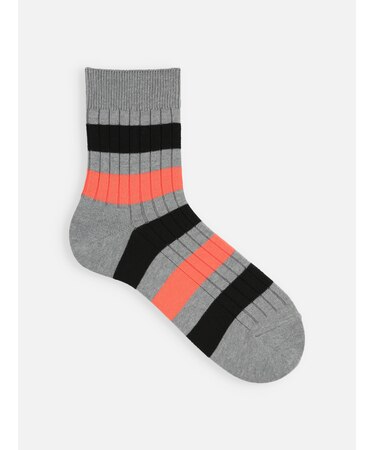 【Tabio MEN】リブビビッドボーダーショート丈ソックス