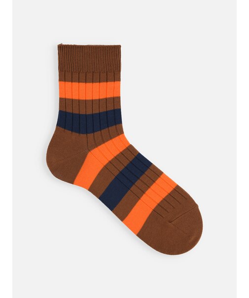 【Tabio MEN】リブビビッドボーダーショート丈ソックス