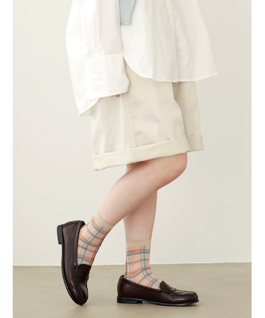 マドラスチェックショートソックス