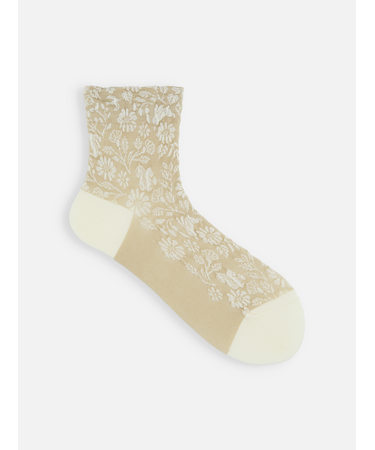 動物とお花柄フロートショートソックス