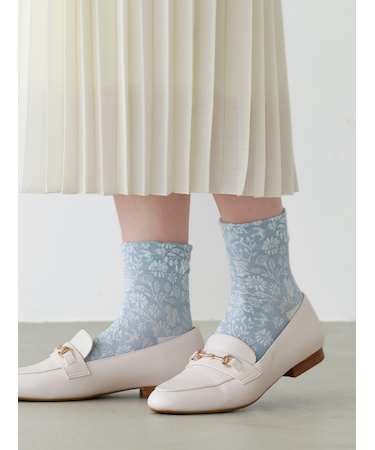 動物とお花柄フロートショートソックス