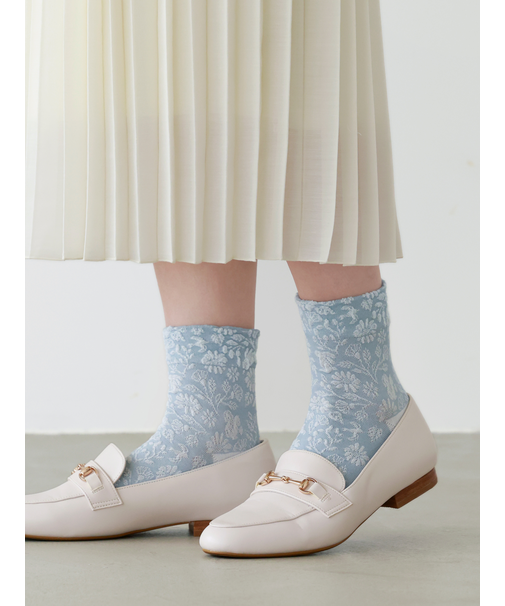 動物とお花柄フロートショートソックス