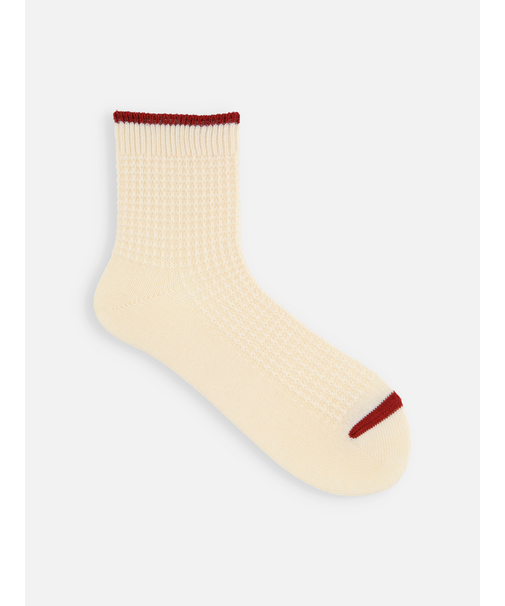 ワッフルTOP切り替えショートソックス