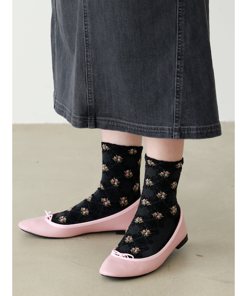 フロート小花ショートソックス