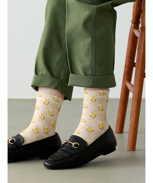 フロート小花ショートソックス