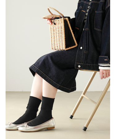 レーシーフレアリブショートソックス