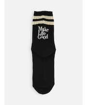 2本ラインデカロゴ刺繍ショートソックス