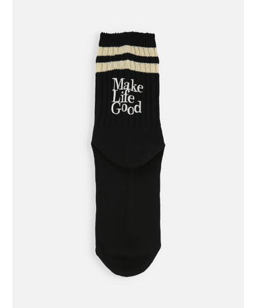 2本ラインデカロゴ刺繍ショートソックス