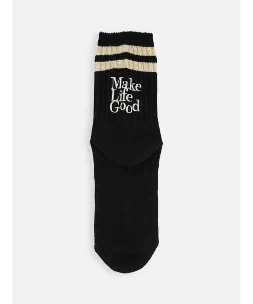 2本ラインデカロゴ刺繍ショートソックス