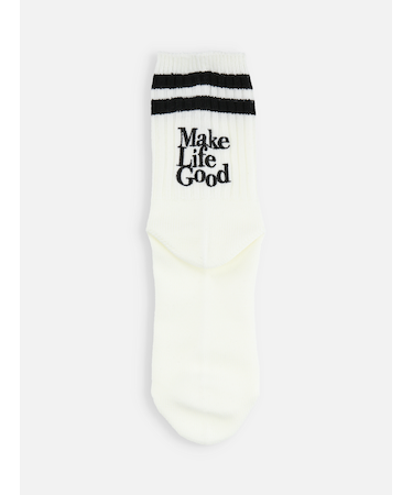 2本ラインデカロゴ刺繍ショートソックス