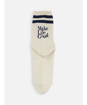 2本ラインデカロゴ刺繍ショートソックス