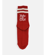 2本ラインデカロゴ刺繍ショートソックス